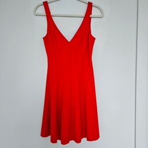 Amanda Uprichard Candy Apple Tank V-Neck Low Back Flair Short Dress